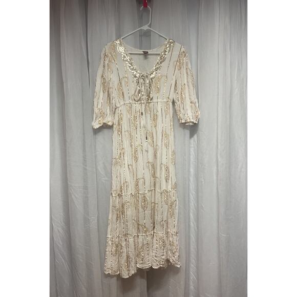Me 2 Magic Fairy Maxi Dress Boho Embroidered Sequins Lagom Indie Cottagecore Med - Picture 1 of 11